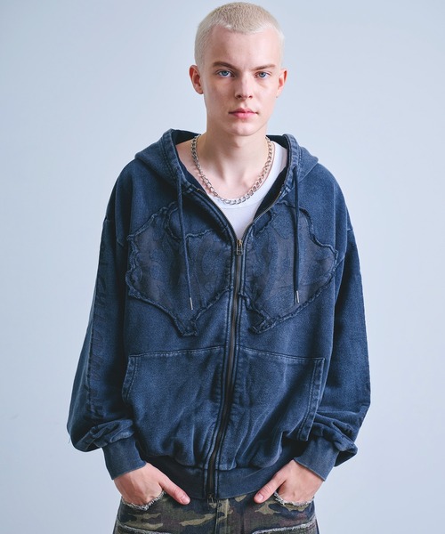 RRL ダブルアールエル　後付けフード　ダブルジップパーカー　y2k RRL パーカー RRL ダブルアールエル 後付けフード ダブルジップ