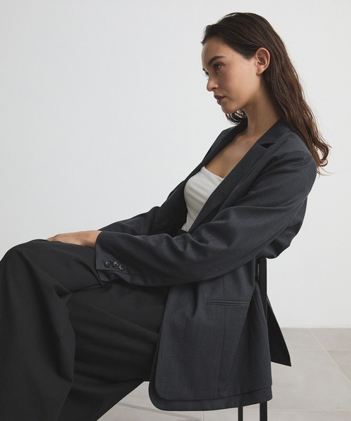 CITY TOKYO(シティトウキョウ)の「Layered Jacket/レイヤードジャケット/テーラードジャケット(テーラードジャケット・レディース・ブラック/チャコールグレー・1/2)」の1枚目の写真