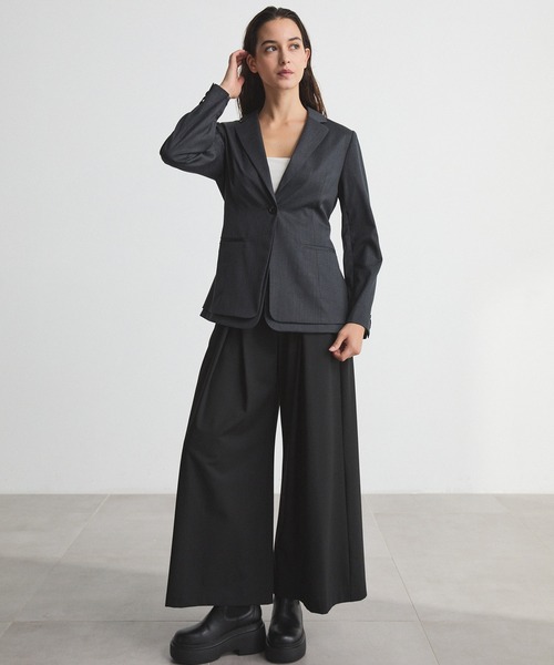 CITY TOKYO(シティトウキョウ)の「Layered Jacket/レイヤードジャケット/テーラードジャケット(テーラードジャケット・レディース・ブラック/チャコールグレー・1/2)」の3枚目の写真