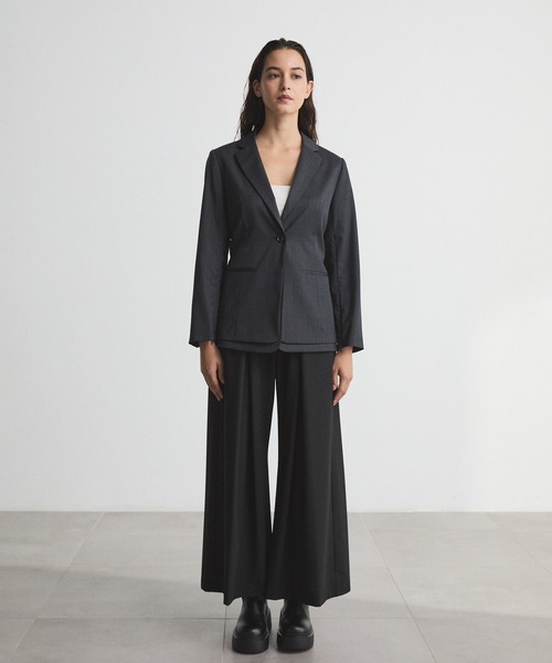 CITY TOKYO(シティトウキョウ)の「Layered Jacket/レイヤードジャケット/テーラードジャケット(テーラードジャケット・レディース・ブラック/チャコールグレー・1/2)」の7枚目の写真
