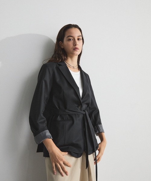 CITY TOKYO(シティトウキョウ)の「Layered Jacket/レイヤードジャケット/テーラードジャケット(テーラードジャケット・レディース・ブラック/チャコールグレー・1/2)」の12枚目の写真