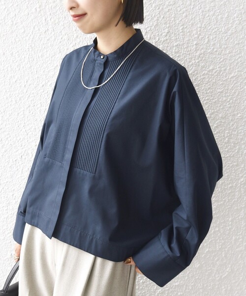 SHIPS（シップス）の「〈手洗い可能〉ピンタック ドルマン 長袖 シャツ（シャツ/ブラウス・レディース・ネイビー・ONE SIZE）」の7枚目の写真