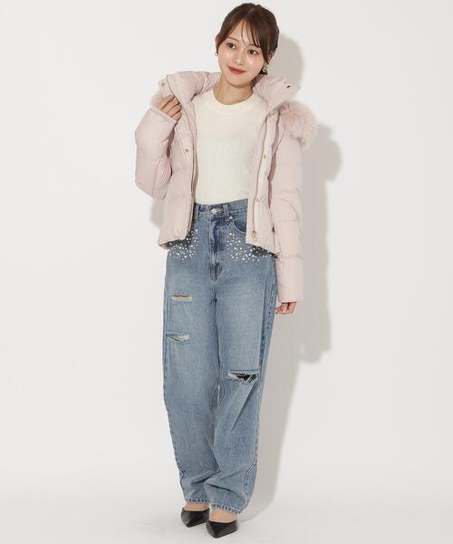 AND COUTURE(アンドクチュール)の「FOXファー付きショートダウン(ダウンジャケット/コート・レディース・ブラック/ブルー/オフホワイト/ピンク/ネイビー/ベージュ・FREE)」の11枚目の写真
