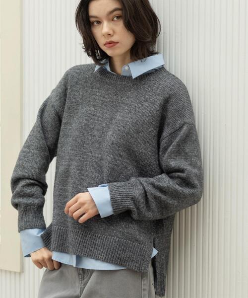 セール】リラクシークルーネックニット【洗濯機OK】（ニット/セーター
