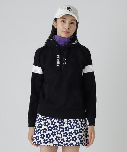 PEARLY GATES(パーリーゲイツ)の「【PEARLY GATES】12G ダブルJQ(ニット/セーター・レディース・ネイビー/ホワイト/ピンク・SMALL/MEDIUM/LARGE)」の2枚目の写真