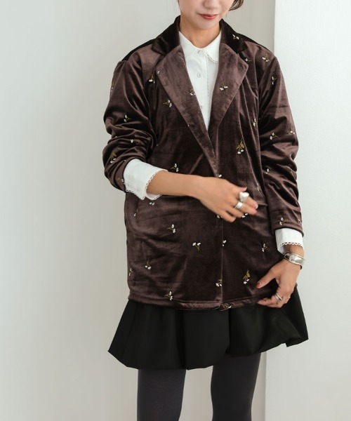 ドノバン（DONOBAN）/【pufe】フラワー刺繍ベロアジャケット pufe】フラワー刺繍ベロアジャケット（その他アウター）｜pufe