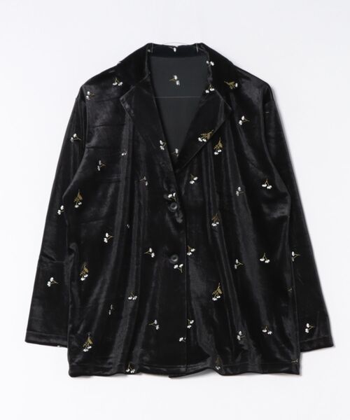 pufe】フラワー刺繍ベロアジャケット（その他アウター）｜pufe