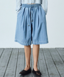 WASHED BANDING BURMUDA DENIM PANTS_SKY BLUE