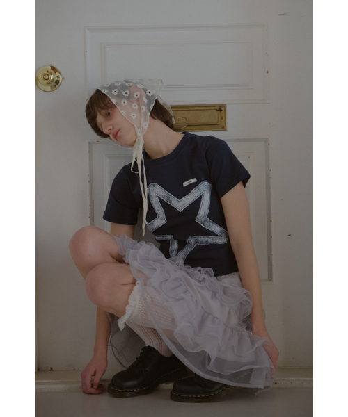 LETERIE(レテリー)の「STAR PRINTIED T-SHIRT_NAVY(Tシャツ/カットソー・レディース・ネイビー・FREE)」の2枚目の写真