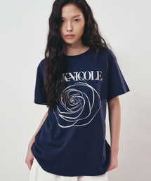 BIG ROSE SLEEVE TOP_NAVY SILVER