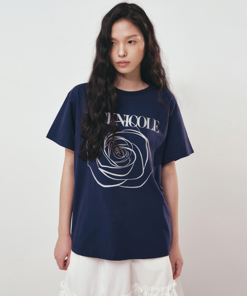 NICK&NICOLE（ニックアンドニコール）の「BIG ROSE SLEEVE TOP_NAVY SILVER（Tシャツ/カットソー・レディース・その他・FREE）」の2枚目の写真