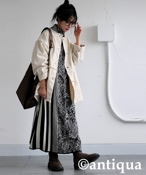 antiqua(アンティカ)の「柄ニット ワンピース(ワンピース・レディース・ブラック系その他/ホワイト系その他・P/R)」の8枚目の写真