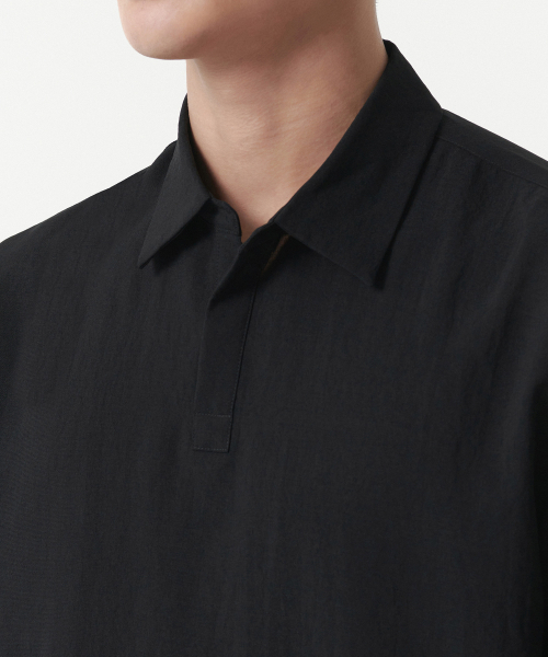 MUSINSA STANDARD（ムシンサスタンダード）の「リラックスドリネンライクチュニック半袖シャツ[ブラック]（シャツ/ブラウス・メンズ・その他・MEDIUM/LARGE/X-LARGE/XX-LARGE/SMALL）」の5枚目の写真