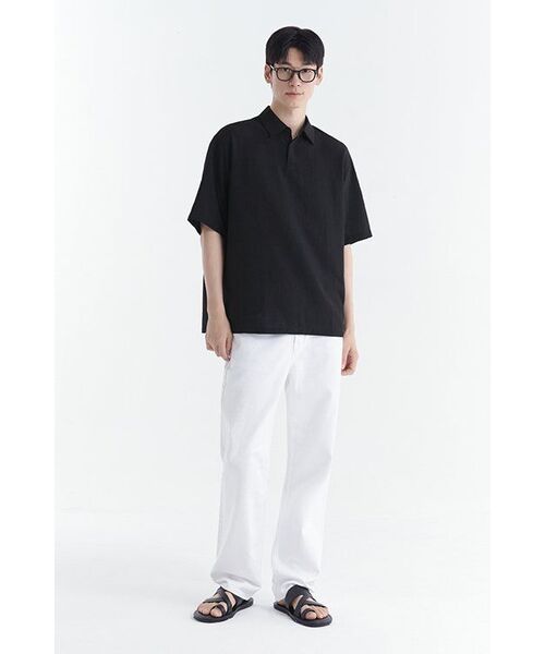 MUSINSA STANDARD（ムシンサスタンダード）の「リラックスドリネンライクチュニック半袖シャツ[ブラック]（シャツ/ブラウス・メンズ・その他・MEDIUM/LARGE/X-LARGE/XX-LARGE/SMALL）」の8枚目の写真