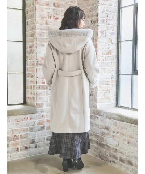 大きいサイズ】ビット付きフェイクファーロングコート（ダッフルコート