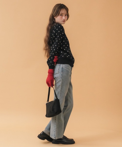 HEILIS(ヘイリス)の「ドット柄カーディガン / ブラック グレー ドット 水玉 コンパクト トップス 長袖 秋服 冬服 韓国 ガーリー ノームコア カジュアル シンプル 前開き(カーディガン/ボレロ・レディース・ブラック/グレー・FREE)」の10枚目の写真