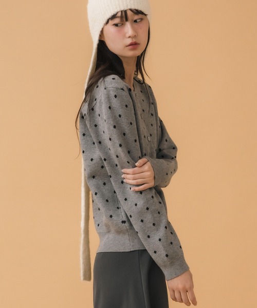 セール】ドット柄カーディガン / ブラック グレー ドット 水玉