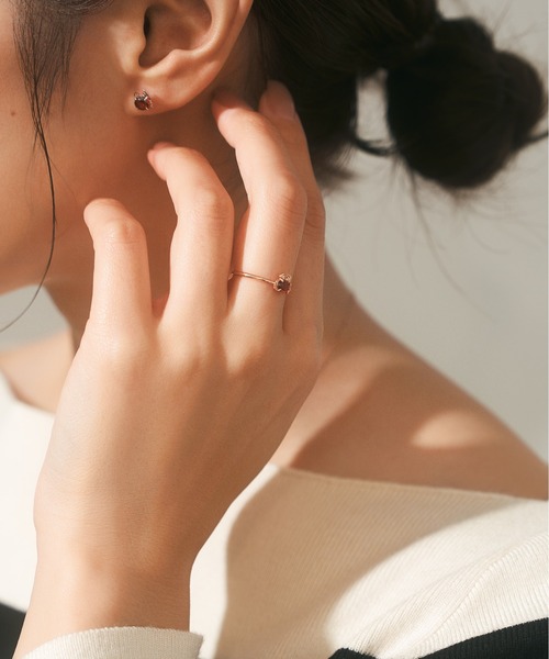 Jewel closet by L&Co.(ジュエルクローゼットバイエルアンドコー)の「K10 カラーストーン カニ リング(リング・レディース・ワインレッド・11号/13号/9号)」の5枚目の写真