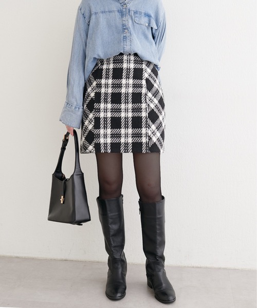 natural couture（ナチュラルクチュール）の「選べる丈チェックナロースカート（スカート・レディース・ブラウン系その他/グレー系その他/ブラック・SMALL/FREE）」の11枚目の写真