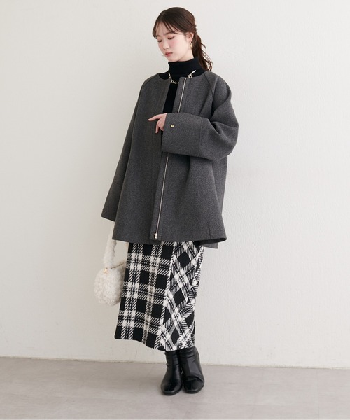 natural couture（ナチュラルクチュール）の「選べる丈チェックナロースカート（スカート・レディース・ブラウン系その他/グレー系その他/ブラック・SMALL/FREE）」の9枚目の写真