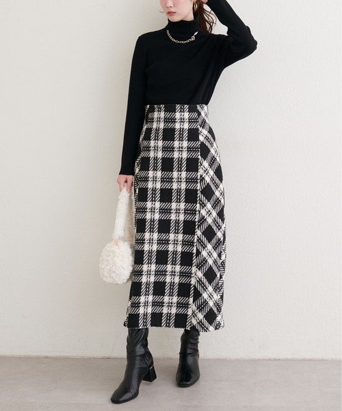 natural couture（ナチュラルクチュール）の「選べる丈チェックナロースカート（スカート・レディース・ブラウン系その他/グレー系その他/ブラック・SMALL/FREE）」の6枚目の写真