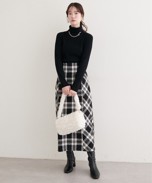 natural couture（ナチュラルクチュール）の「選べる丈チェックナロースカート（スカート・レディース・ブラウン系その他/グレー系その他/ブラック・SMALL/FREE）」の8枚目の写真