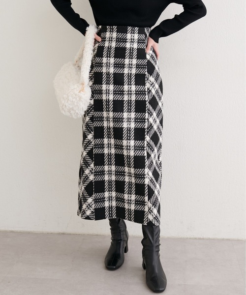 natural couture（ナチュラルクチュール）の「選べる丈チェックナロースカート（スカート・レディース・ブラウン系その他/グレー系その他/ブラック・SMALL/FREE）」の5枚目の写真