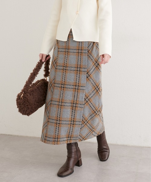 natural couture（ナチュラルクチュール）の「選べる丈チェックナロースカート（スカート・レディース・ブラウン系その他/グレー系その他/ブラック・SMALL/FREE）」の16枚目の写真