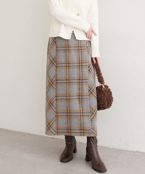 natural couture（ナチュラルクチュール）の「選べる丈チェックナロースカート（スカート・レディース・ブラウン系その他/グレー系その他/ブラック・SMALL/FREE）」の18枚目の写真