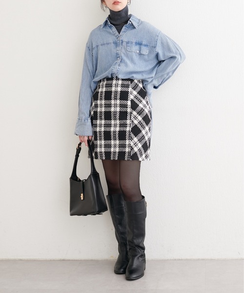 natural couture（ナチュラルクチュール）の「選べる丈チェックナロースカート（スカート・レディース・ブラウン系その他/グレー系その他/ブラック・SMALL/FREE）」の13枚目の写真