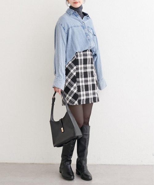 natural couture（ナチュラルクチュール）の「選べる丈チェックナロースカート（スカート・レディース・ブラウン系その他/グレー系その他/ブラック・SMALL/FREE）」の14枚目の写真