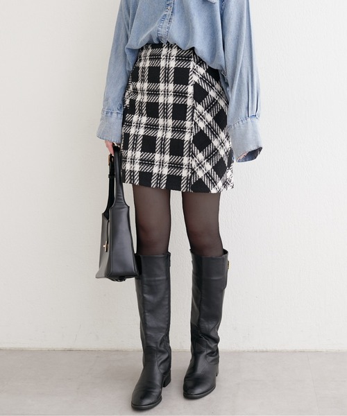 natural couture（ナチュラルクチュール）の「選べる丈チェックナロースカート（スカート・レディース・ブラウン系その他/グレー系その他/ブラック・SMALL/FREE）」の12枚目の写真
