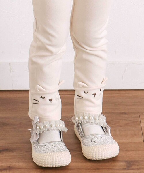 SLAP SLIP（スラップスリップ）の「ネコウサギ耳付きアニマルモチーフレギンス(80~130cm)（レギンス/スパッツ・キッズ・オフホワイト/ピンク・80ｃｍ/90cm/110cm/100cm/120cm/130cm）」の13枚目の写真