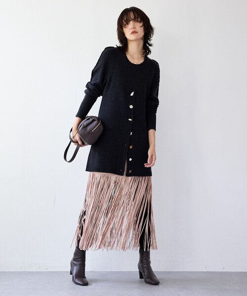 RIVE DROITE（リヴドロワ）の「【à Nice （ア ・ニース）】スリットニット（ニット/セーター・レディース・チャコールグレー/ベージュ・FREE）」の3枚目の写真