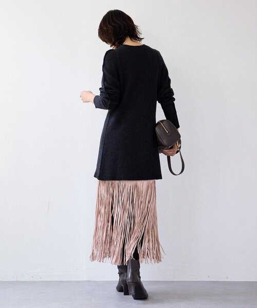 RIVE DROITE（リヴドロワ）の「【à Nice （ア ・ニース）】スリットニット（ニット/セーター・レディース・チャコールグレー/ベージュ・FREE）」の6枚目の写真