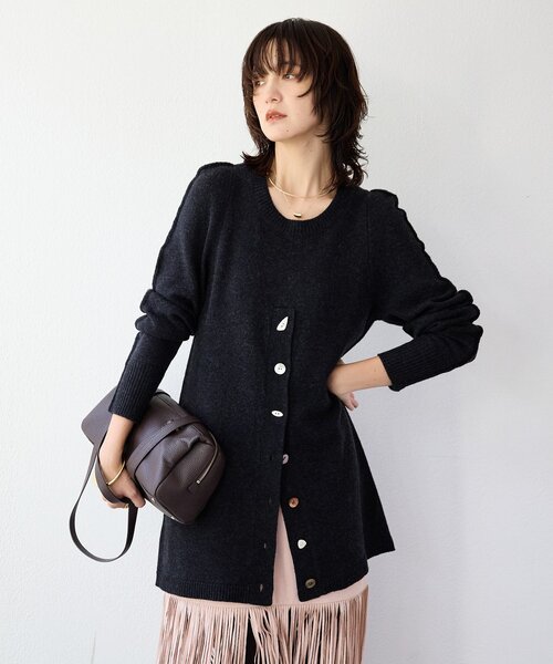 RIVE DROITE（リヴドロワ）の「【à Nice （ア ・ニース）】スリットニット（ニット/セーター・レディース・チャコールグレー/ベージュ・FREE）」の7枚目の写真