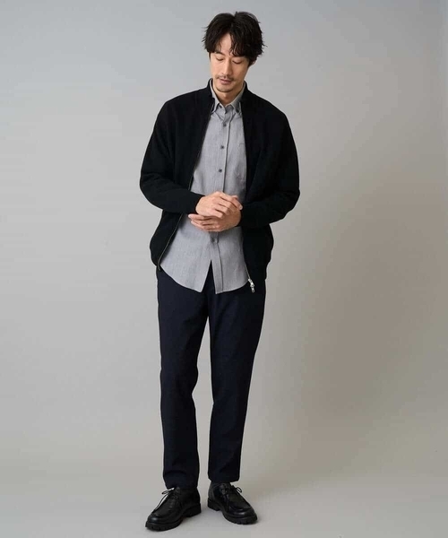 a.v.v（アーヴェヴェ）の「【洗濯機で洗える】ダブルフェイスニットスタンドジップカーディガン（カーディガン/ボレロ・メンズ・ダークグレー/ブラック・46/48）」の12枚目の写真