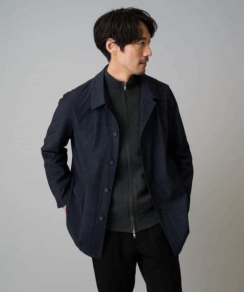 a.v.v（アーヴェヴェ）の「【洗濯機で洗える】ダブルフェイスニットスタンドジップカーディガン（カーディガン/ボレロ・メンズ・ダークグレー/ブラック・46/48）」の15枚目の写真