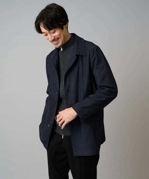 a.v.v（アーヴェヴェ）の「【洗濯機で洗える】ダブルフェイスニットスタンドジップカーディガン（カーディガン/ボレロ・メンズ・ダークグレー/ブラック・46/48）」の17枚目の写真