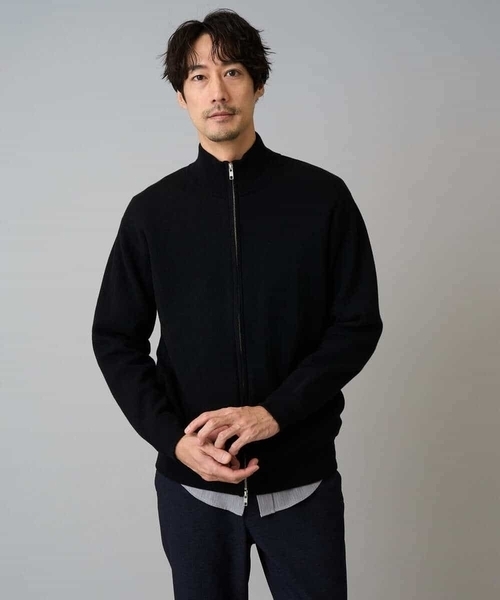 a.v.v（アーヴェヴェ）の「【洗濯機で洗える】ダブルフェイスニットスタンドジップカーディガン（カーディガン/ボレロ・メンズ・ダークグレー/ブラック・46/48）」の20枚目の写真