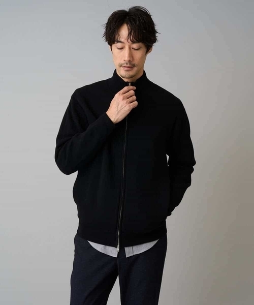 a.v.v（アーヴェヴェ）の「【洗濯機で洗える】ダブルフェイスニットスタンドジップカーディガン（カーディガン/ボレロ・メンズ・ダークグレー/ブラック・46/48）」の21枚目の写真