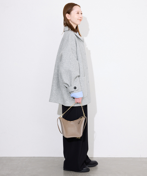 スローブイエナ　ショートコート　ブラック スローブイエナ ショートコート ブラック ダブルループビッグラペル