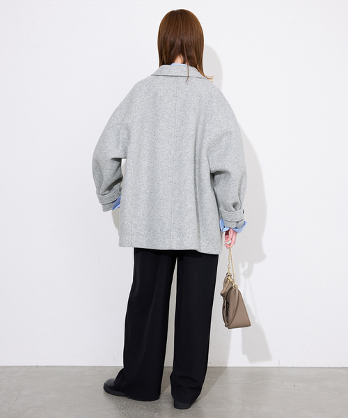 ツイードボンディングステンカラーショートコート（ステンカラーコート