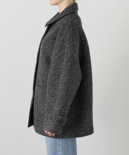 ツイードボンディングステンカラーショートコート（ステンカラーコート