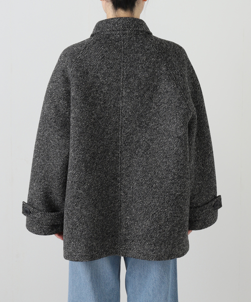 ツイードボンディングステンカラーショートコート（ステンカラーコート