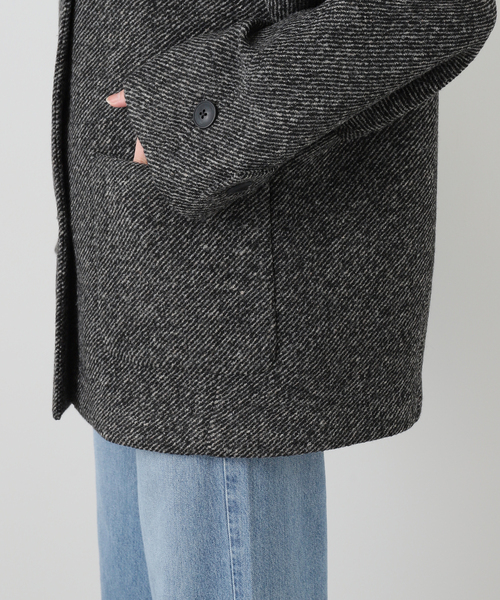 セール】ツイードボンディングステンカラーショートコート（ステン