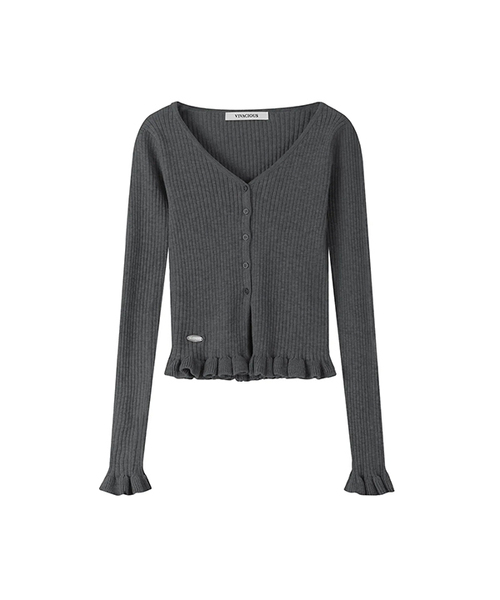 Vivacious(ビバシャス)の「Aube Prill V-neck Cardigan - 5COL(カーディガン/ボレロ・レディース・アイボリー/ブラック/グレー/チャコール/バーガンディー・SMALL/MEDIUM)」の4枚目の写真