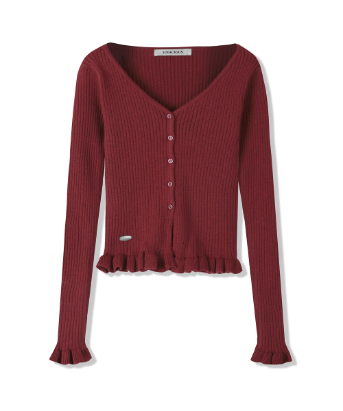Vivacious(ビバシャス)の「Aube Prill V-neck Cardigan - 5COL(カーディガン/ボレロ・レディース・アイボリー/ブラック/グレー/チャコール/バーガンディー・SMALL/MEDIUM)」の10枚目の写真