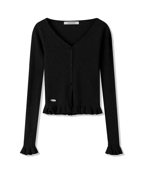 Vivacious(ビバシャス)の「Aube Prill V-neck Cardigan - 5COL(カーディガン/ボレロ・レディース・アイボリー/ブラック/グレー/チャコール/バーガンディー・SMALL/MEDIUM)」の12枚目の写真