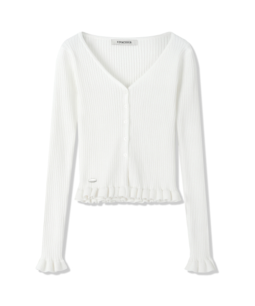 Vivacious(ビバシャス)の「Aube Prill V-neck Cardigan - 5COL(カーディガン/ボレロ・レディース・アイボリー/ブラック/グレー/チャコール/バーガンディー・SMALL/MEDIUM)」の13枚目の写真